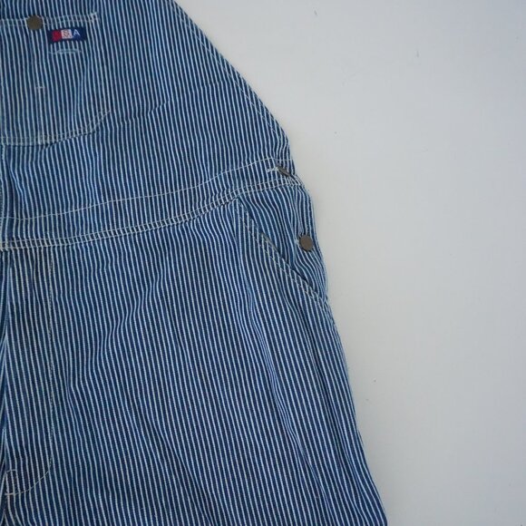 USA Works Blue Stripe Denim Overalls Railroad Carpenter Retro 80s 90s Workwear L - Picture 8 of 15